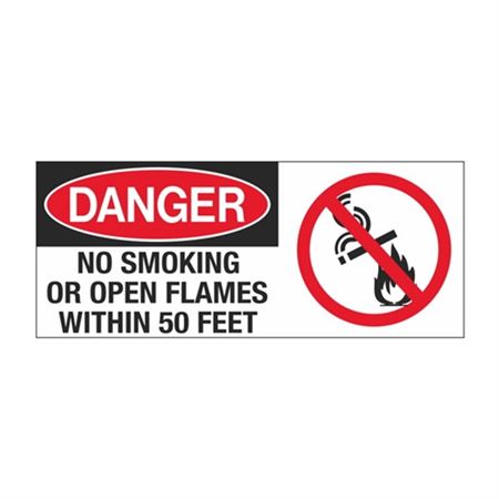 Danger No Smoking Open Flames Within 50 Feet 7" x 17" Sign
